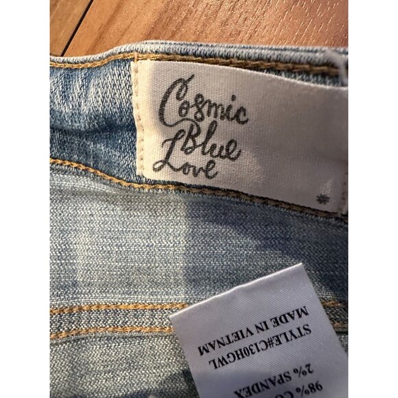 Cosmic Blue Love Distressed Boyfriend Jeans – Size 27 - Picture 2 of 11